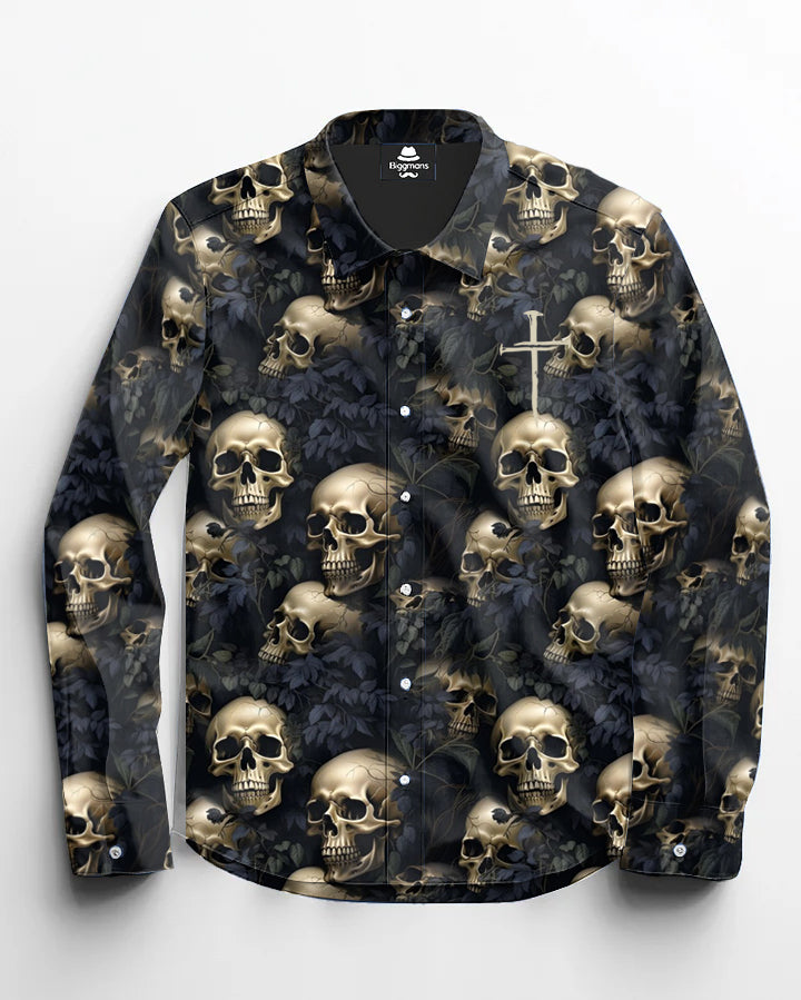 Big & Tall Graphic Skull Shirt Pants Set for big men view 2