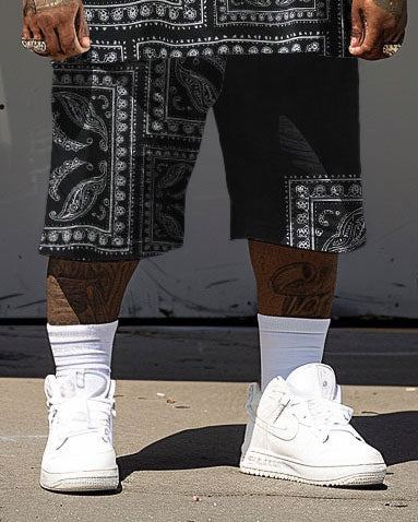 Big & Tall Graphic T-Shirt Shorts Set for big men view 4