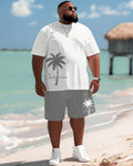 Big & Tall Hawaiian Tropical T-Shirt Shorts Set for big men view 2