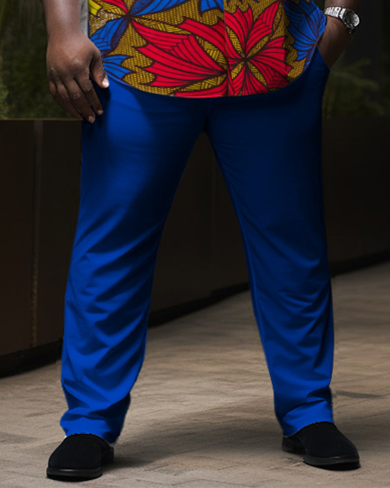 Big & Tall Blue Red Geometric Two-piece Set for big men view 3