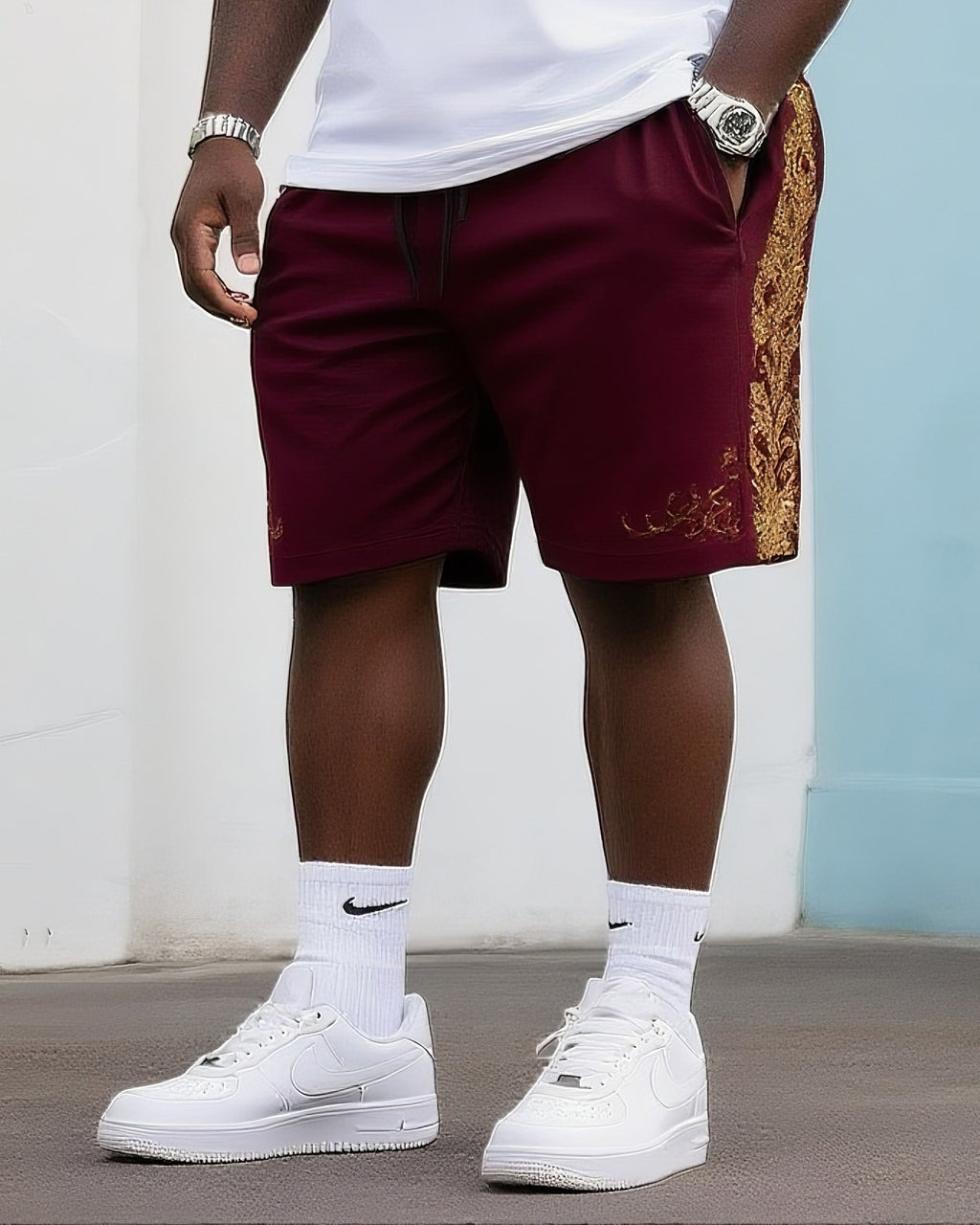 Big & Tall Colorblock T-Shirt Shorts Set for big men view 3