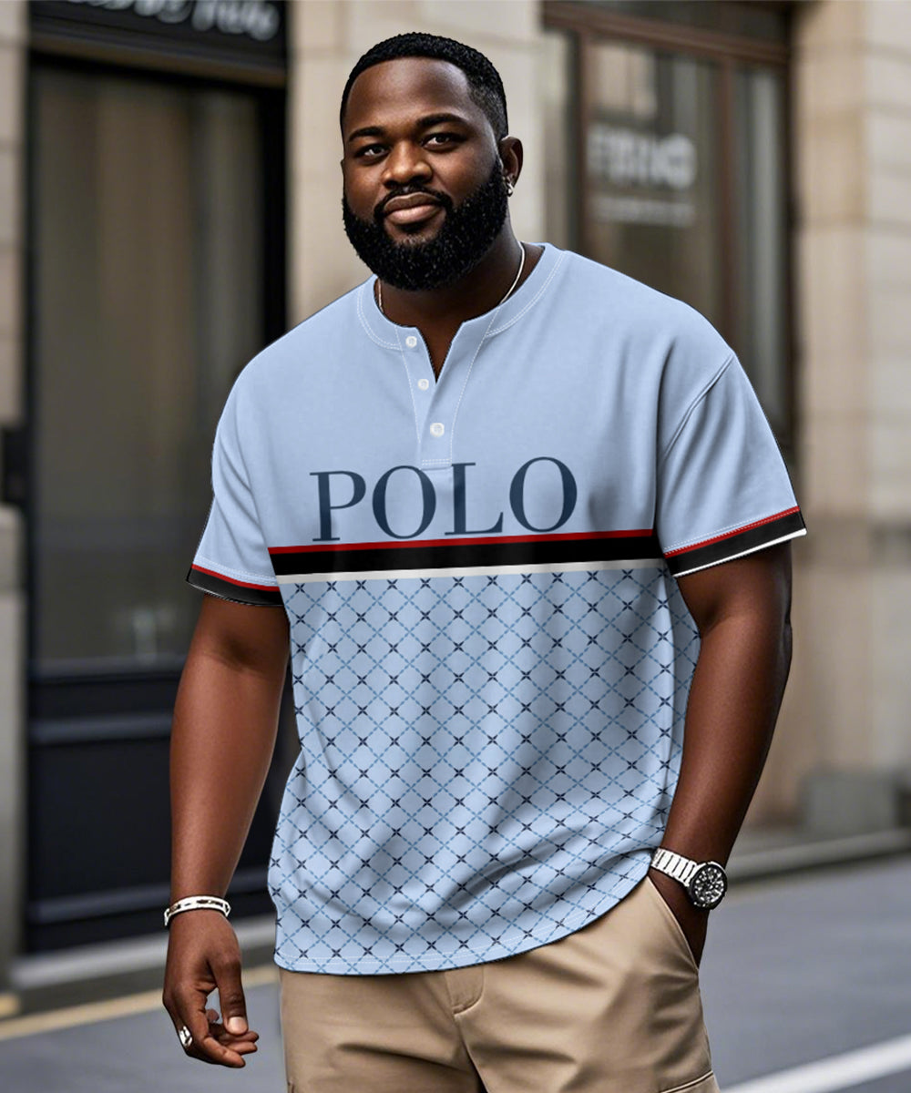 Big & Tall Blue Striped Graphic T-Shirt for big men view 1