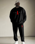 Big & Tall Black Graphic Two-piece Set for big men view 1