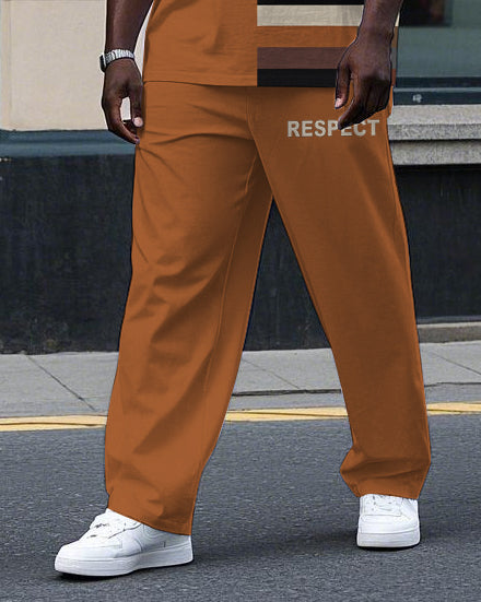 Big & Tall Colorblock Striped T-Shirt Pants Set for big men view 3