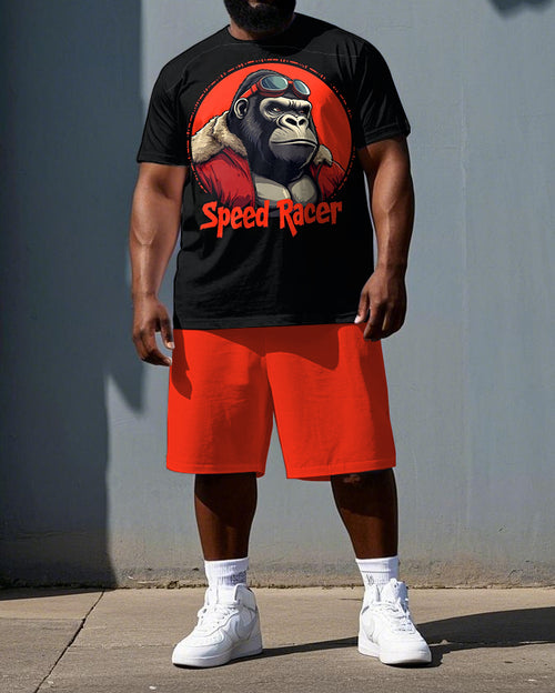 Big & Tall Streetwear T-Shirt Shorts Set for big men view 1