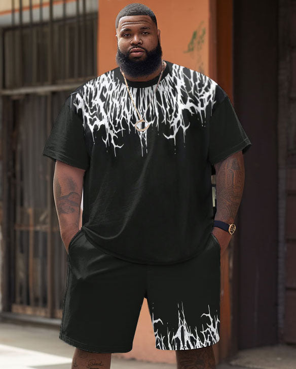 Big & Tall Graphic Streetwear T-Shirt Shorts Set for big men view 1