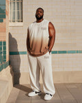 Big & Tall White Khaki Gradient Vest Pants Set for big men view 1