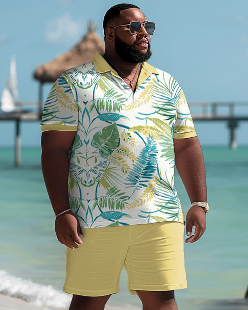 Big & Tall Hawaiian Tropical T-Shirt Shorts Set for big men view 1