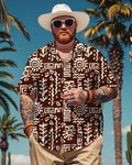 Big & Tall Brown Hawaiian Graphic Short Sleeve Shirt for big men view 1