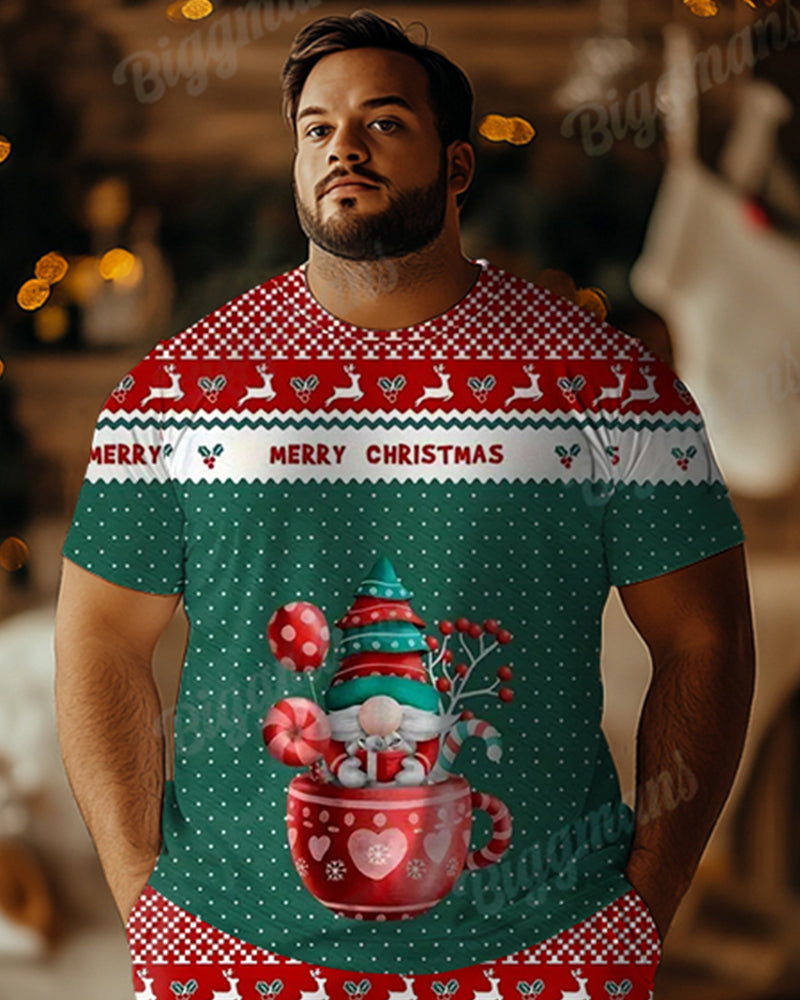 Big & Tall Graphic T-Shirt Shorts Set for big men view 2