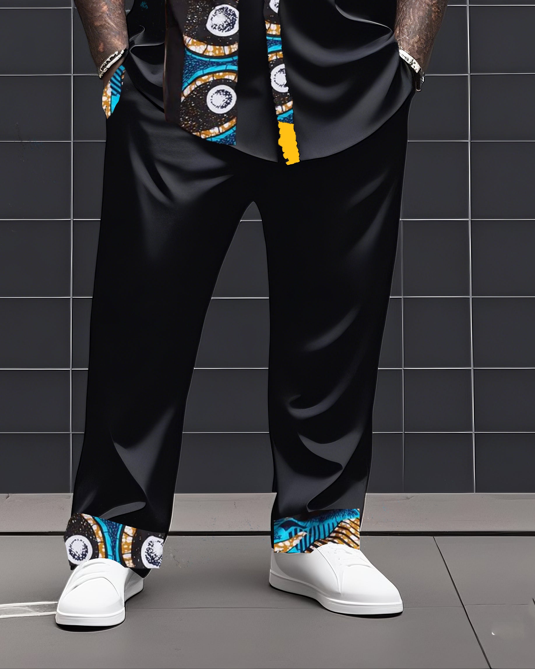 Big & Tall Graphic Streetwear T-Shirt Pants Set for big men view 3