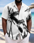 Big & Tall Black White Hawaiian Short Sleeve Shirt for big men view 1