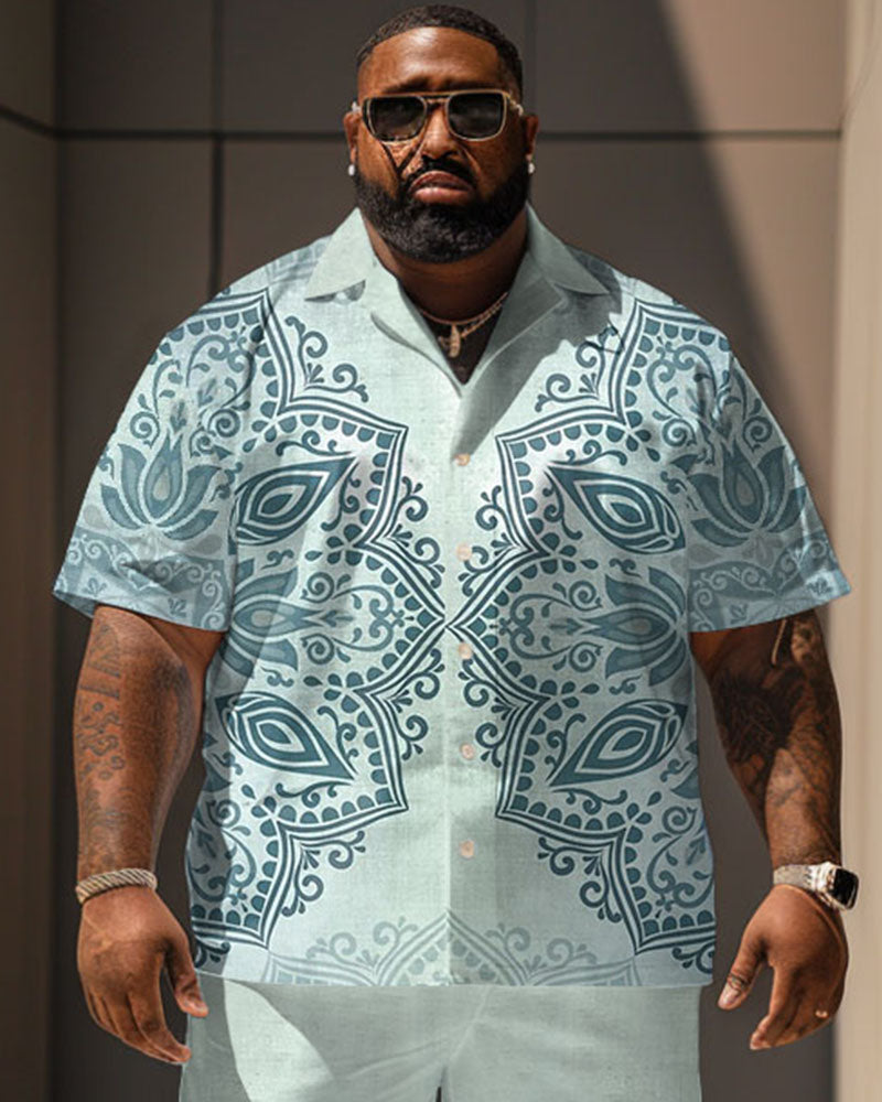 Big & Tall Blue Geometric Graphic Jeans for big men view 2