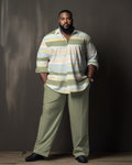 Big & Tall Green Colorblock T-Shirt Pants Set for big men view 1
