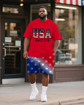 Big & Tall Red Graphic T-Shirt Shorts Set for big men view 1