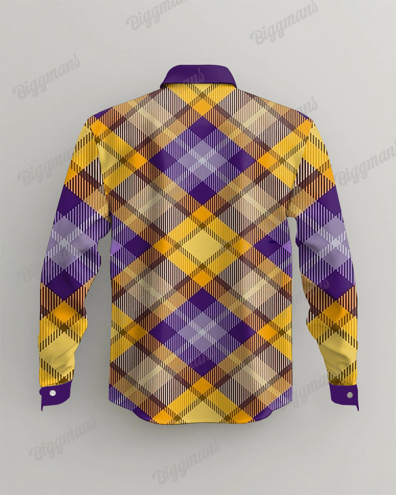 Big & Tall Purple Yellow Plaid Long Sleeve Shirt for big men view 3