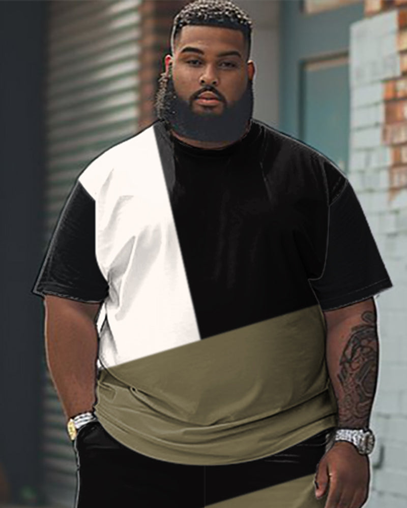 Big & Tall Colorblock T-Shirt Shorts Set for big men view 2