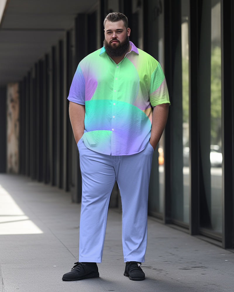 Big & Tall Gradient Geometric T-Shirt Pants Set for big men view 1