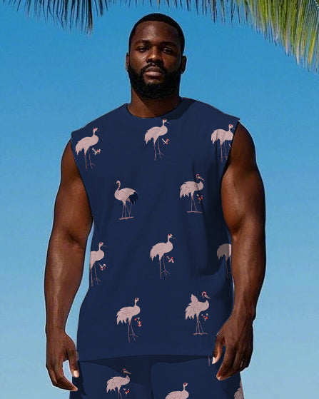 Big & Tall Red Hawaiian Two-piece Set for big men view 2