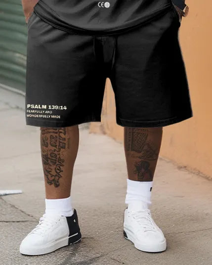 Big & Tall Graphic Streetwear Two-piece Set for big men view 3