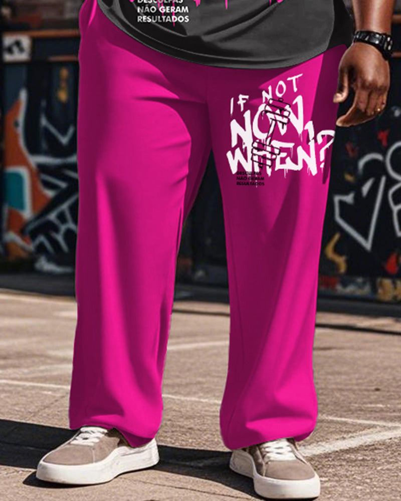 Big & Tall Pink Graphic Graffiti Vest Pants Set for big men view 3