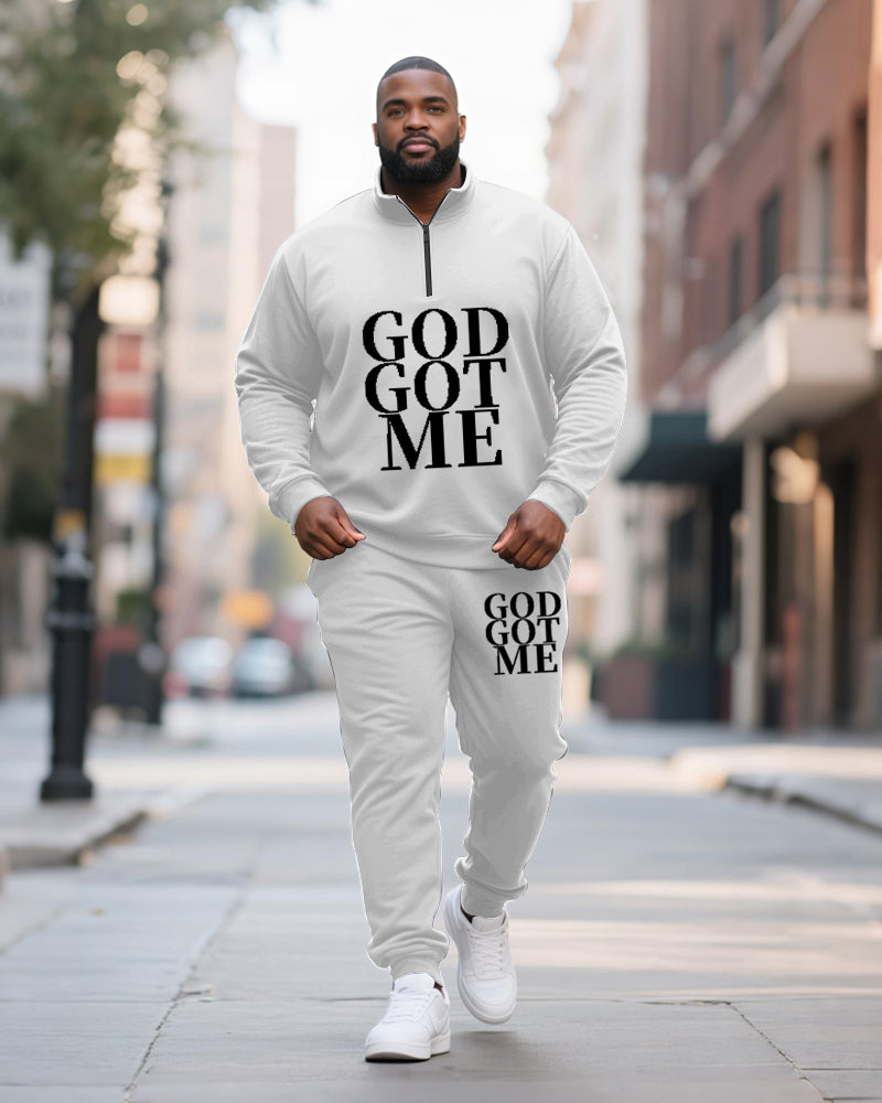 Big & Tall Geometric Graphic Two-piece Set for big men view 1