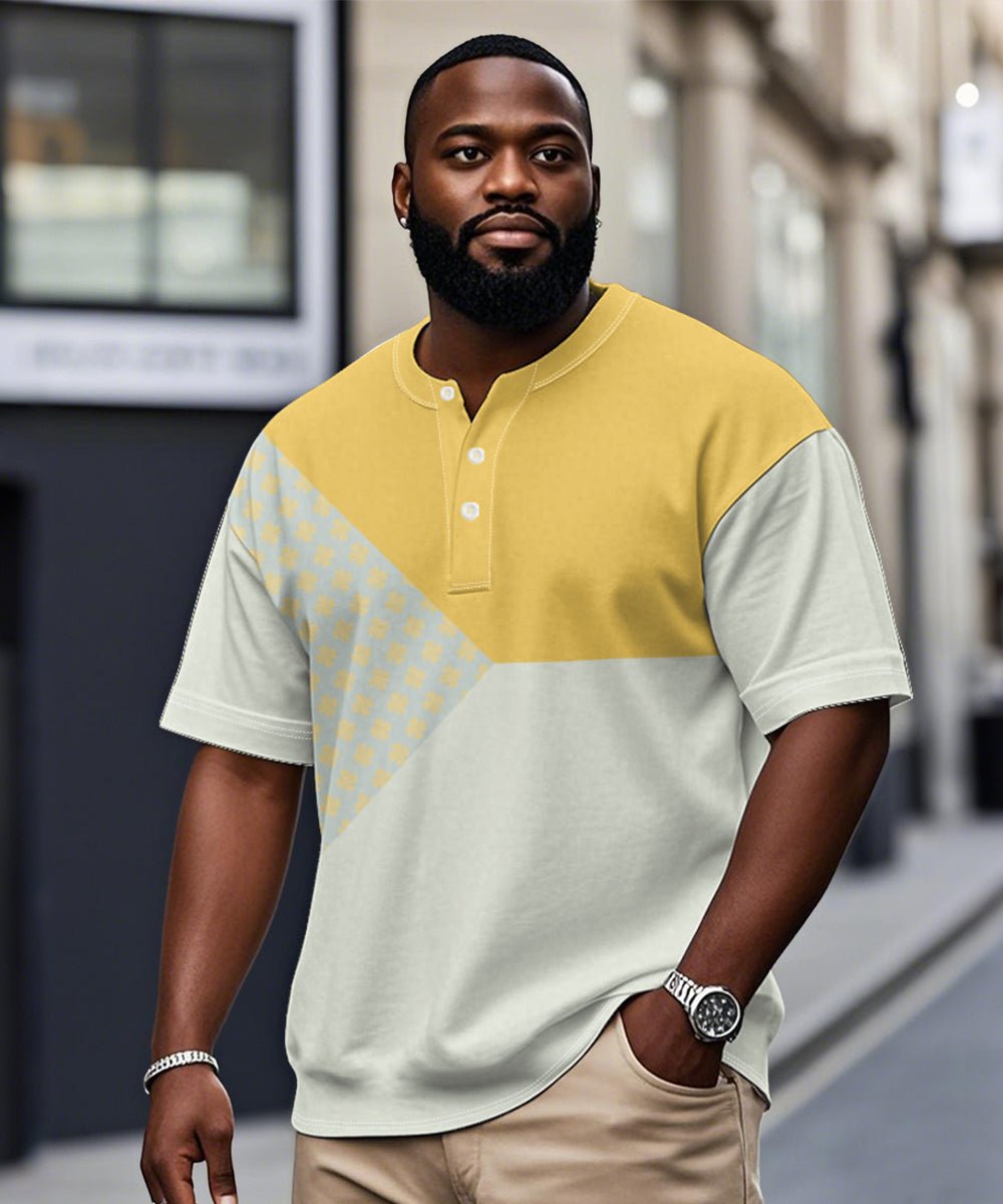 Big & Tall Yellow Geometric Graphic T-Shirt for big men view 1