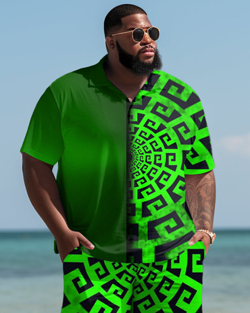 Big & Tall Graphic Polo Shorts Set for big men view 2