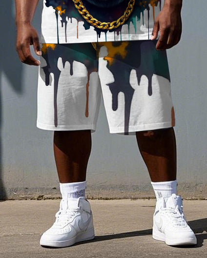 Big & Tall Streetwear T-Shirt Shorts Set for big men view 3