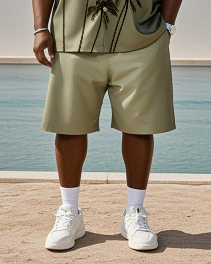 Big & Tall Green Hawaiian Gradient T-Shirt Shorts Set for big men view 3