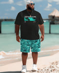 Big & Tall Hawaiian Graphic T-Shirt Shorts Set for big men view 2