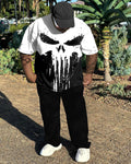 Big & Tall Colorblock Skull T-Shirt Pants Set for big men view 2