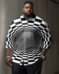 Big & Tall Geometric Shirt Pants Set for big men