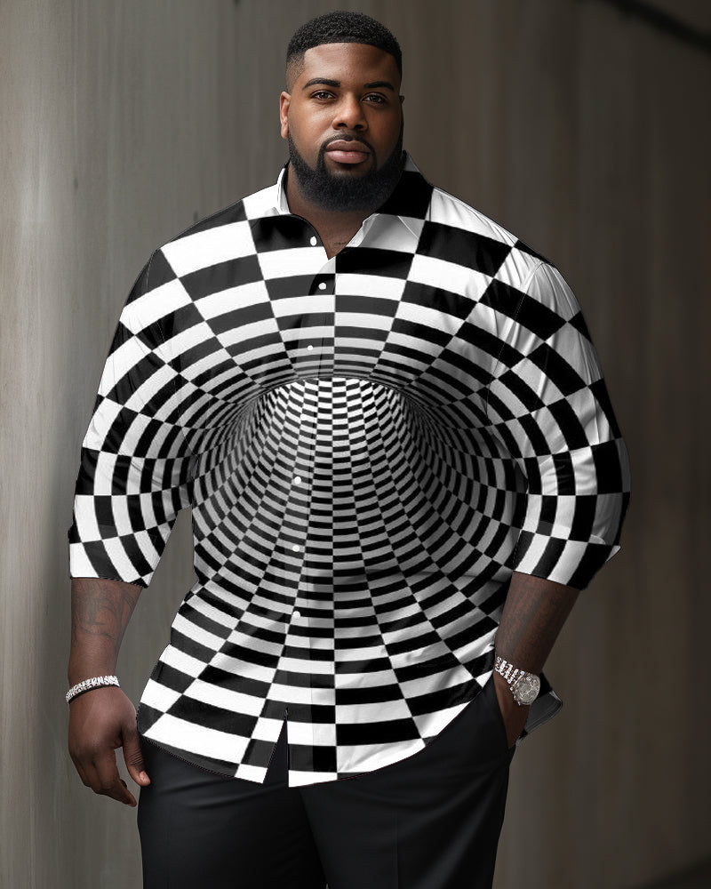 Big & Tall Geometric Shirt Pants Set for big men