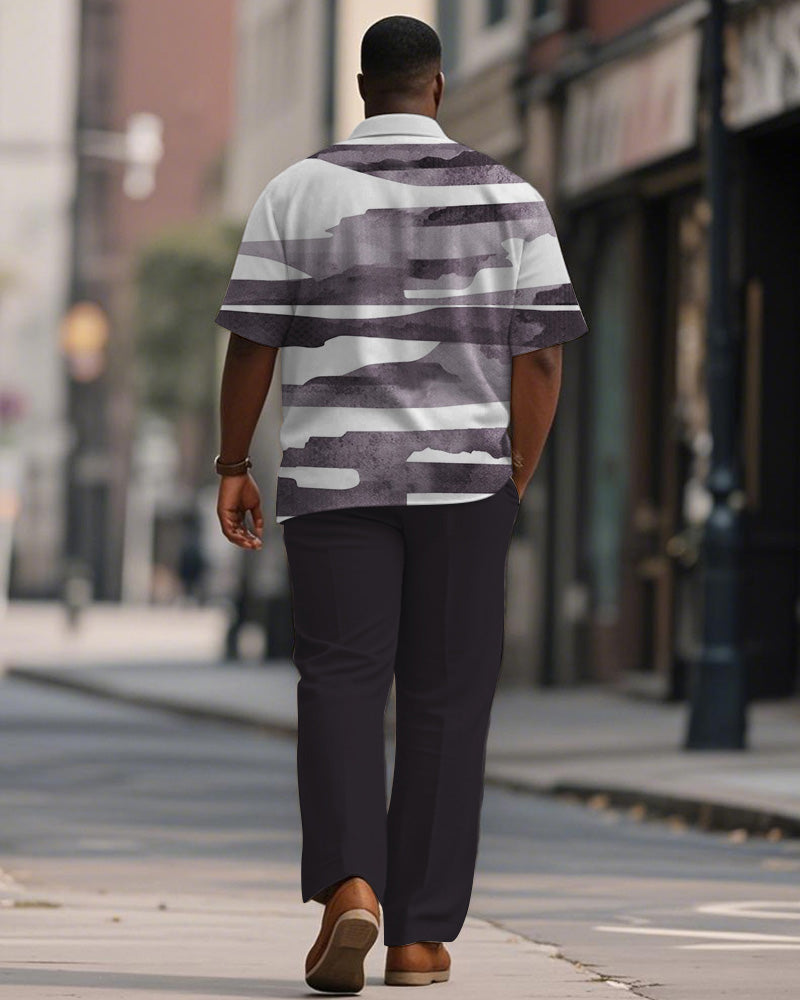 Big & Tall Purple Colorblock T-Shirt Pants Set for big men view 4