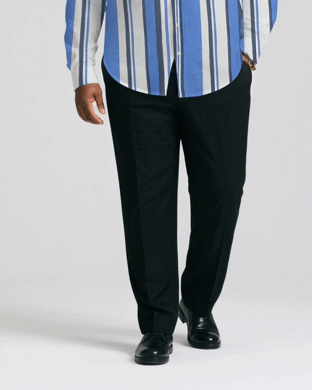 Big & Tall Blue Striped Graphic T-Shirt Pants Set for big men view 3