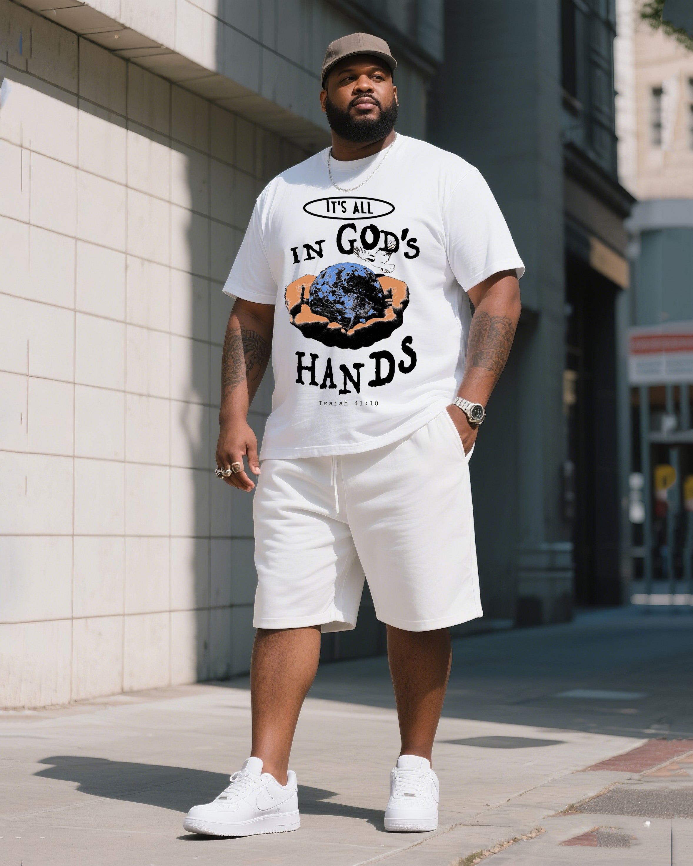 Big & Tall Graphic T-Shirt Shorts Set for big men view 1