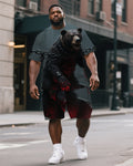 Big & Tall Streetwear T-Shirt Shorts Set for big men view 1