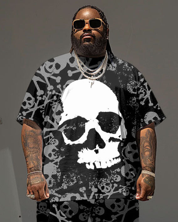 Big & Tall Graphic Streetwear T-Shirt Shorts Set for big men view 2