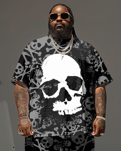 Big & Tall Graphic Streetwear T-Shirt Shorts Set for big men view 2