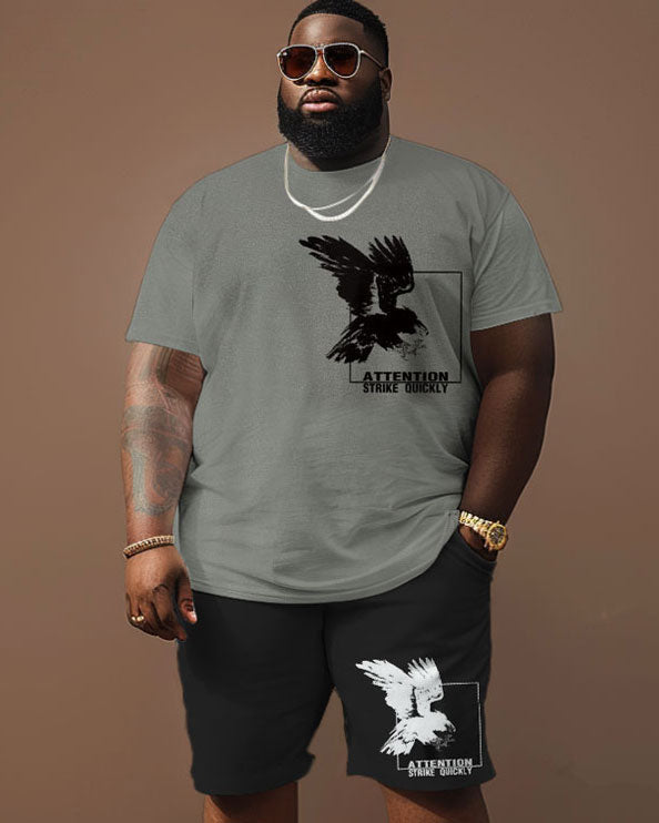 Big & Tall Graphic Streetwear Two-piece Set for big men view 1
