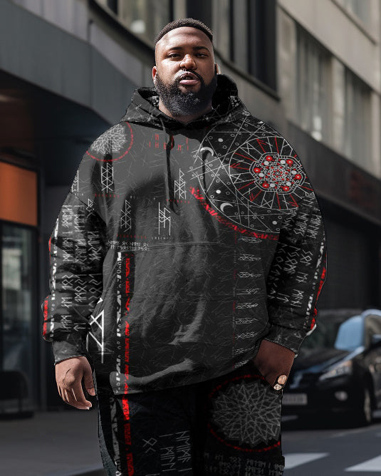 Big & Tall Streetwear Vintage Hoodie Sweatpants Set for big men view 2