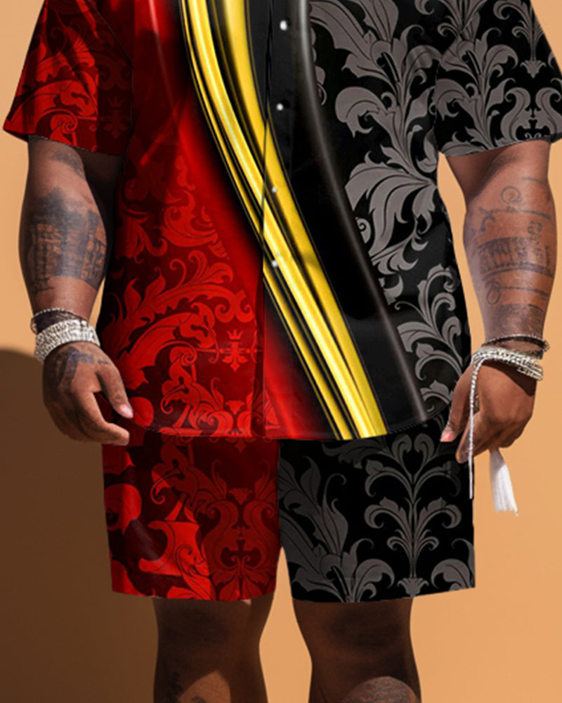 Big & Tall Colorblock T-Shirt Shorts Set for big men view 3
