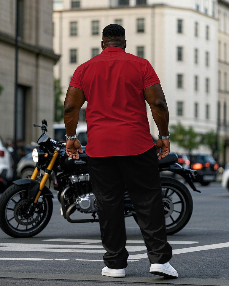 Big & Tall Black Red T-Shirt Pants Set for big men view 4