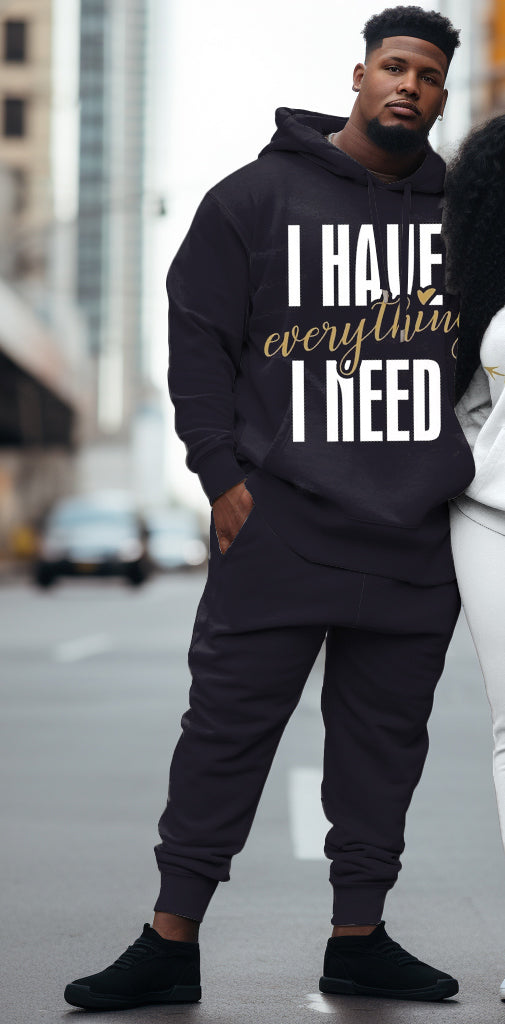 Big & Tall Graphic Streetwear Hoodie Sweatpants Set for big men view 6