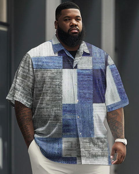 Big & Tall Geometric Graphic T-Shirt Pants Set for big men view 2