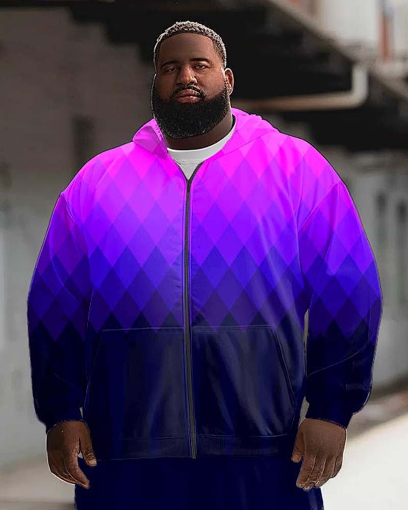 Big & Tall Gradient Graphic Hoodie Sweatpants Set for big men view 2
