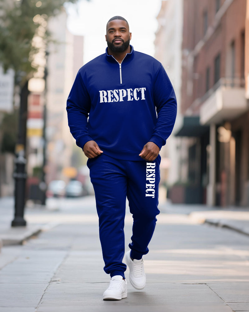 Big & Tall Solid Color Two-piece Set for big men view 5