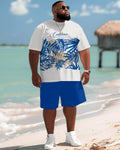 Big & Tall Hawaiian Tropical T-Shirt Shorts Set for big men view 2