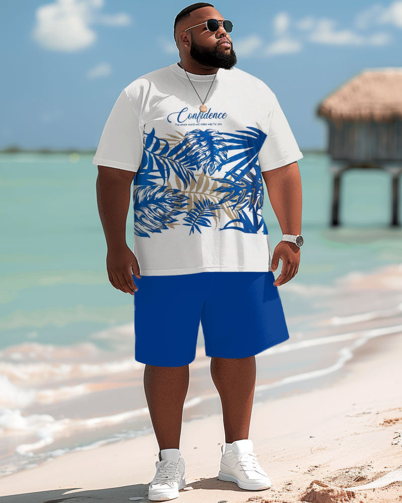 Big & Tall Hawaiian Tropical T-Shirt Shorts Set for big men view 2